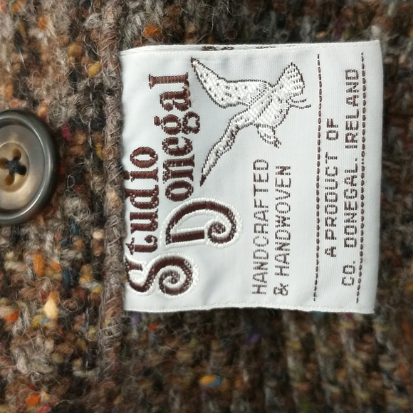 Donegal Ireland Woven Wool Jacket Neutral Plaid Irish Handcrafts Quality Natural - Picture 8 of 12